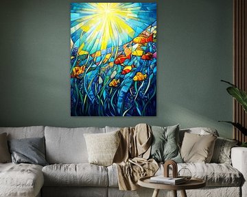 Welt unter Wasser. Leuchtende Farben, Buntglas