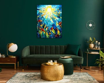 Welt unter Wasser. Leuchtende Farben, Buntglas