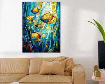 Welt unter Wasser. Leuchtende Farben, Buntglas