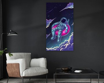 Astronaut schwebt im Raum Dreamy kosmische Illustration mit Sternen und Galaxie von AciiidArt