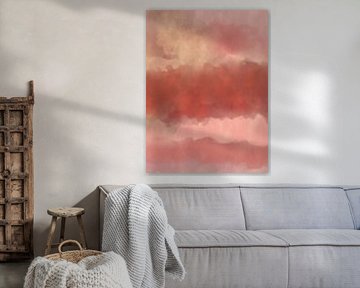 Bunte abstrakte Aquarelllandschaft in Rosa und Terrakotta von Dina Dankers