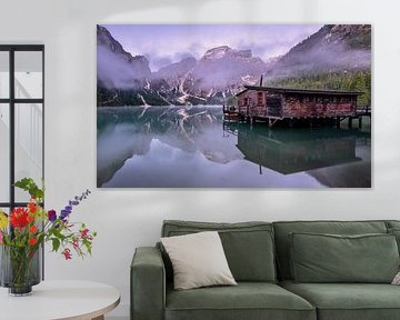 Het meer van Braies in Zuid-Tirol van Achim Thomae Photography