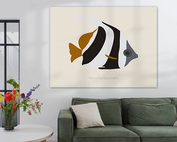 Minimalistische und bunte Illustration eines Wimpelfisches von UMA Digital NL