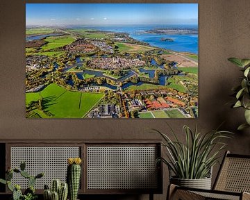 Netherlands, Naarden, Starshaped fortress. Aerial view.