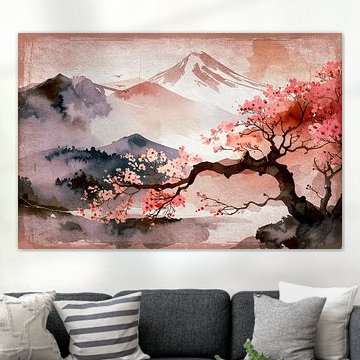 Japanische Frühlingslandschaft: Berg Fuji und blühende Sakura von Studio Pieternel
