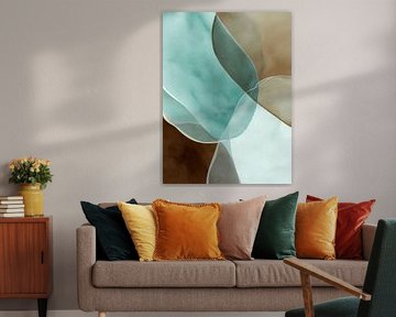 Minimalistische abstrakte Komposition mit weichen türkisfarbenen Formen von But First Framing