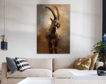 Stately ibex in earth tones by Lauren Wilde