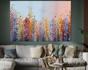 Blühende Stadt in Pastell von Bianca ter Riet