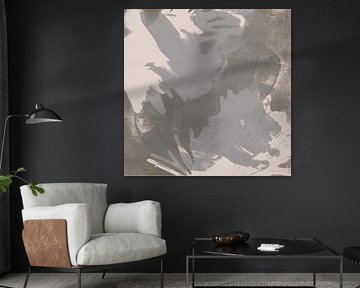 Botanical organic shapes in grey , sage and taupe by Abstract Minimalist Art