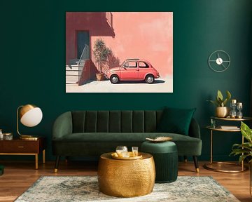 Retro Fiat 500 Wandkunst