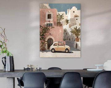 Klassieke Fiat 500 in Italiaans Stadje van Lauren Wilde