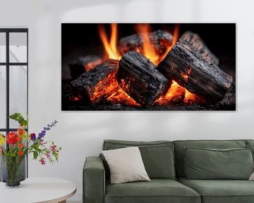 Heiße Holzkohle und Flammen von Transmutation Art