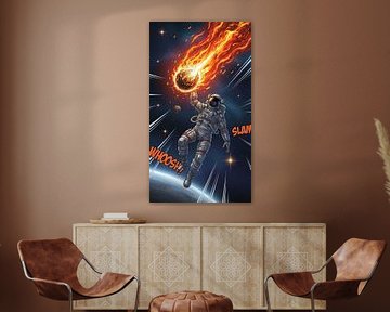 Astronaut fängt Meteor im Weltraum verträumte kosmische Illustration mit Sternen und Galaxie von AciiidArt