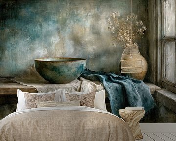 Dark Still Life with Ceramic Bowl by Window Light by Joriali Fine Art