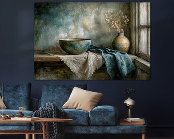 Dunkles Stillleben mit Keramikschale von Window Light von Joriali Fine Art
