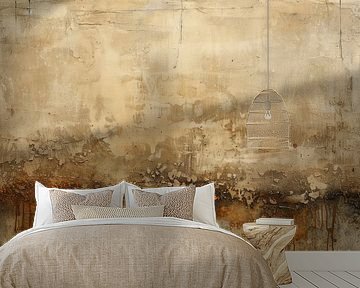 Abstract Schilderij - Beige Aardetinten met Roestaccent van Joriali Abstract