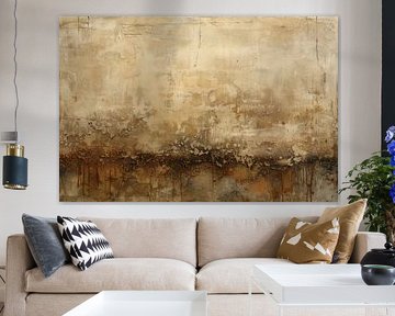 Peinture abstraite - Tons de terre beige avec accent rouille sur Joriali Art abstrait