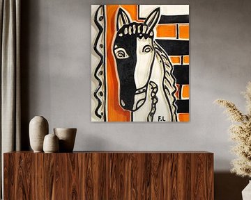 Fernand Léger, Het paard op een oranje achtergrond, ca. 1950