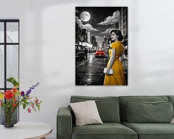 Robe dorée dans une nuit de ville noire sur Dodik Hariyono