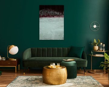 Abstrakte, strukturierte Landschaft in Burgund & Pale Mint