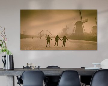 Schlittschuhlaufen am Kinderdijk von Rob Kempers  Nature-Art-Landscape Photography