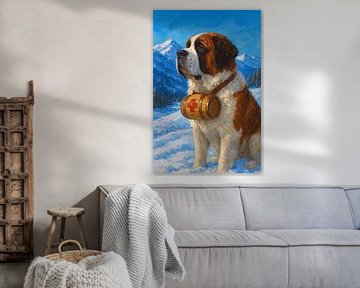 Ein Gemälde eines Bernhardinerhundes. von Johannes