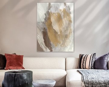 Abstrakte Malerei in neutralen Farben - weiß, taupe, ocker