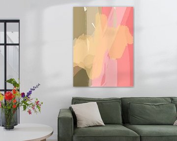 Abstrakte Malerei in rosa, gelb, beige