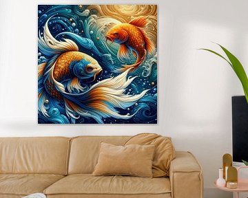 Dance of the Koi in the stream