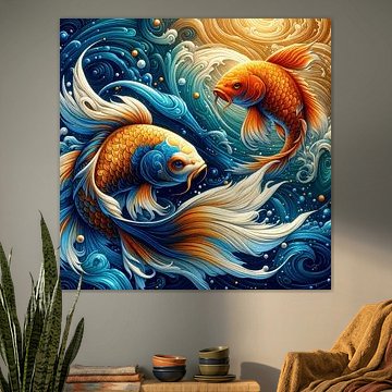 Dance of the Koi in the stream