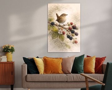 Brombeeren und Zaunkönig - Botanische Vogelstudien von Skarvaan by Benedict Gertz