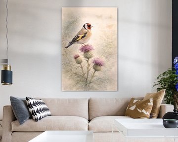 Distel en distelvink - botanische vogelstudies van Skarvaan by Benedict Gertz