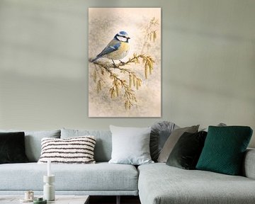 Hasel und Blaumeise - Botanische Vogelstudien von Skarvaan by Benedict Gertz