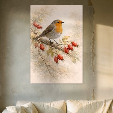 Rosehips and robins - botanical bird studies