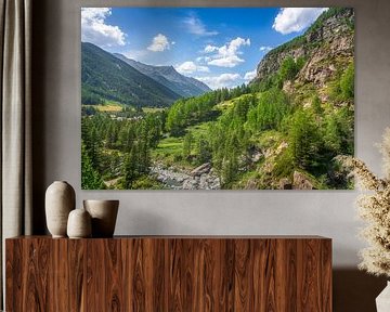 Uitzicht op de Cogne-vallei vanaf de watervallen van Lillaz. Valle d'Aosta, Italië van Stefano Orazzini