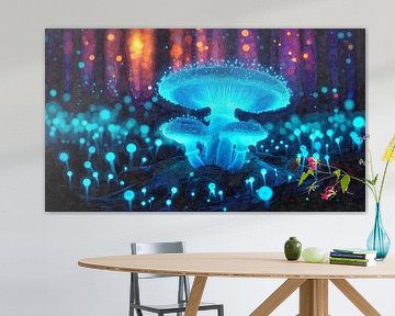 Blaue Pilzmagie im Wald