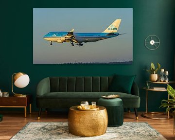 Landung eines KLM Boeing 747-400 Jumbo Jets. von Jaap van den Berg