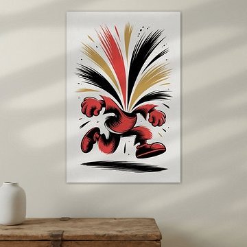 Rote, Schwarze und Goldene Explodierende Läufer Wandkunst, Digitales Produkt.