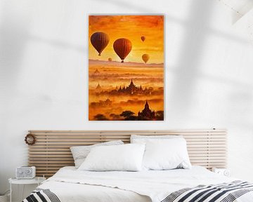 Bagan Myanmar Sunrise – Impressionist Landscape Art