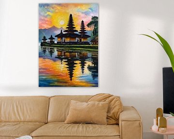 Ulun Danu Temple Bali Sunrise – Impressionist Spiritual Landscape