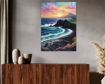 Jeju Island Sunrise – Impressionist Coastal Landscape