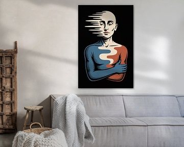 Abstract Figure: Red & Blue Wall Art, Digital Print, Modern Decor. by Beeld Creaties Ed Steenhoek | Photography and Artificial Images