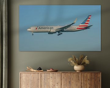 Arrivée du Boeing 767-300 d'American Airlines à l'aéroport de Schiphol.