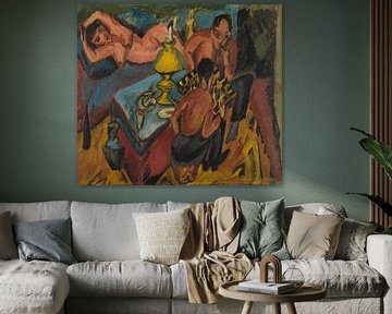 Erich Heckel and Otto Mueller playing chess, Ernst Ludwig Kirchner