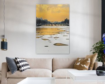 Amstel mit Skinny Bridge im Winter von Elisabeth Aardema