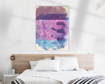 Peinture abstraite en violet, bleu, blanc sur Dina Dankers