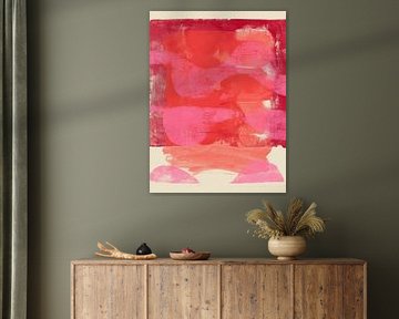 Colorful abstract painting in pink, orange, red and white by Abstract Minimalist Art