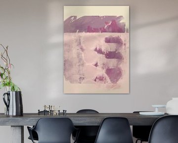 Peinture abstraite en blanc, rose, lilas