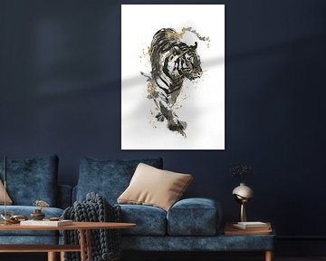 Golden Brush Tiger Illustration