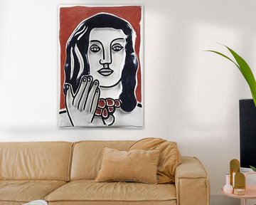 Fernand Léger, Visage dessiné à la main sur fond rouge